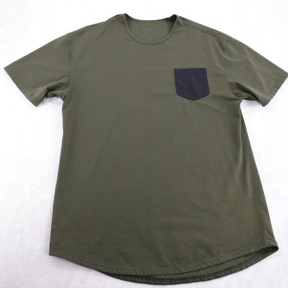 BYLT Premium Basics Drop Cut SS Pocket Lux Tee Olive Green Mens XL